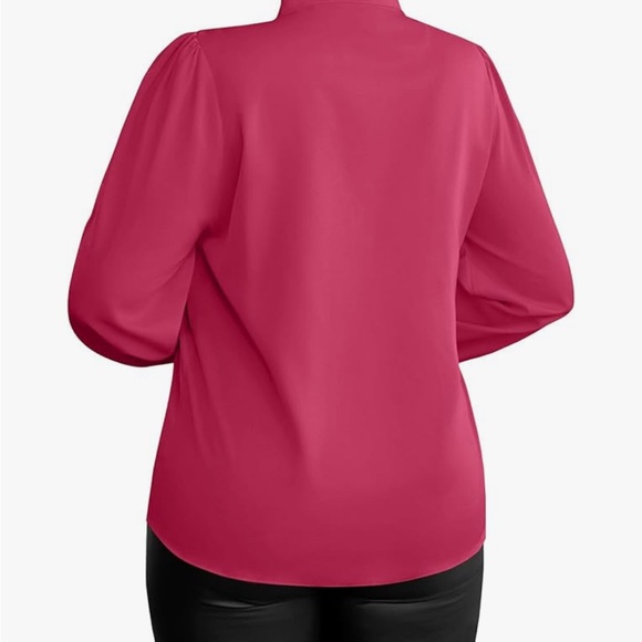 Chic Fuchsia Women's Blouse with Bow Detail - Picture 3 of 3